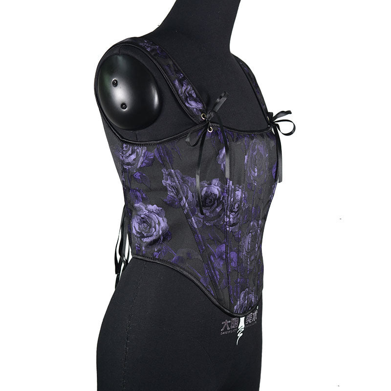 Purple Rose Embossed Jacquard Corset