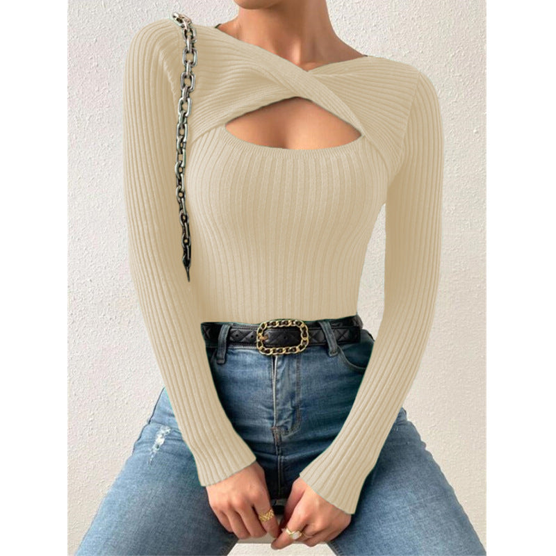 European And American Irregular Hollow Pullover Sweater