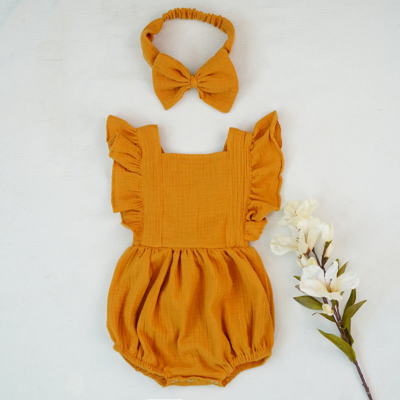 Ruffled short-sleeved girl romper