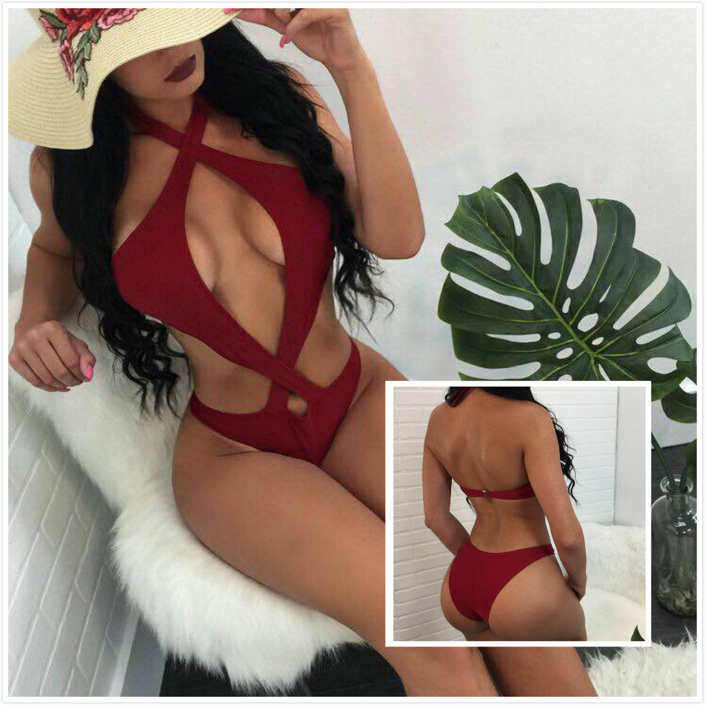 Sexy Halter Cross Design Bikini Swimwear