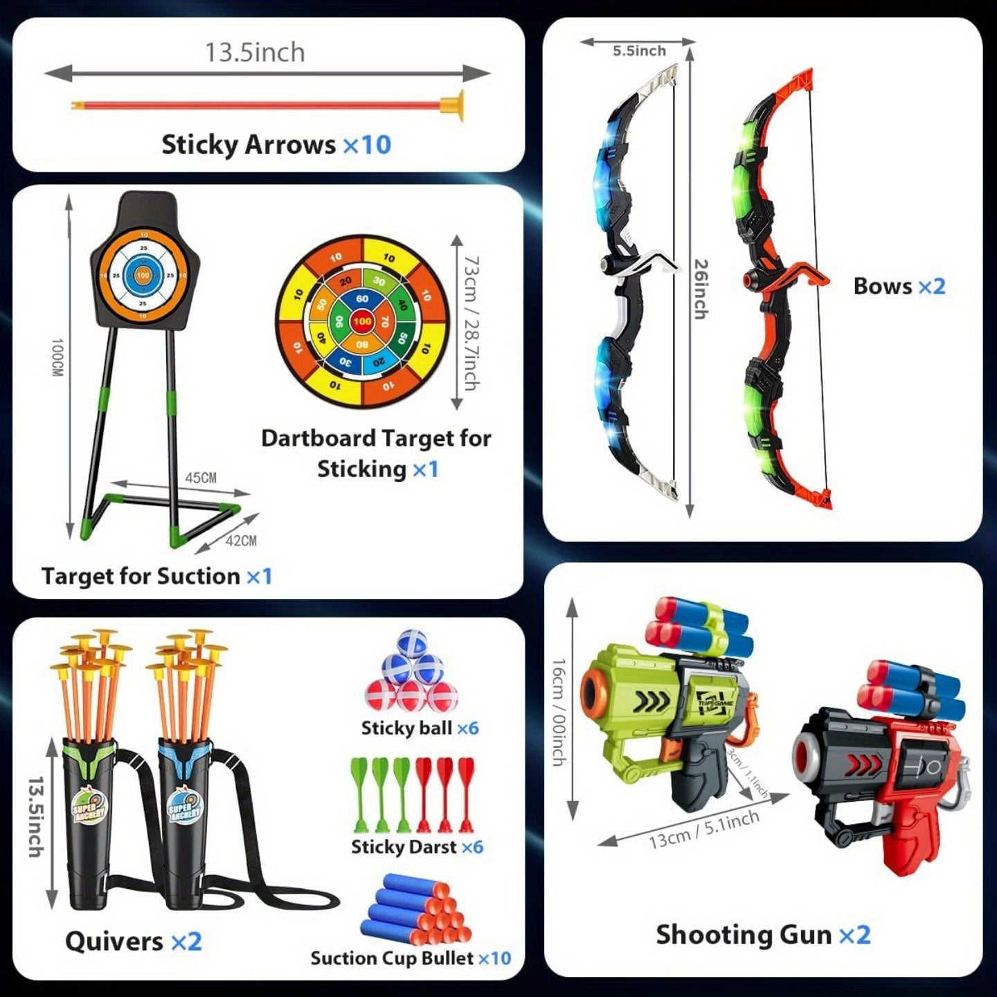 2 Pack Bow and Arrow Toy for ages 5 &up