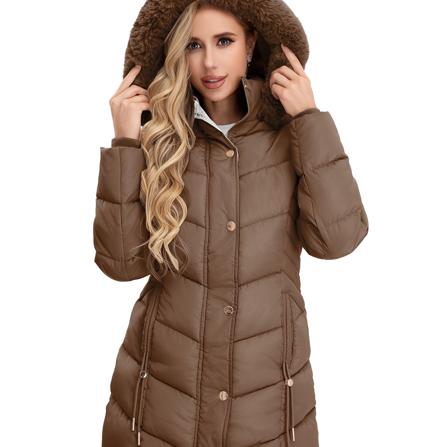 Lady's Mid-Length Cotton Jacket With Quilted Design