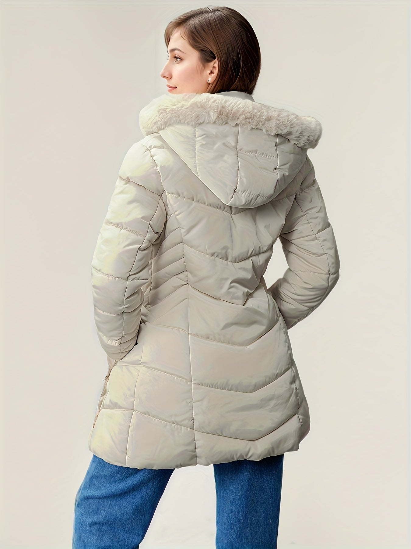 Lady's Mid-Length Cotton Jacket With Quilted Design