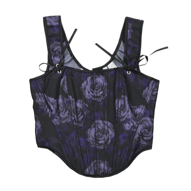 Purple Rose Embossed Jacquard Corset