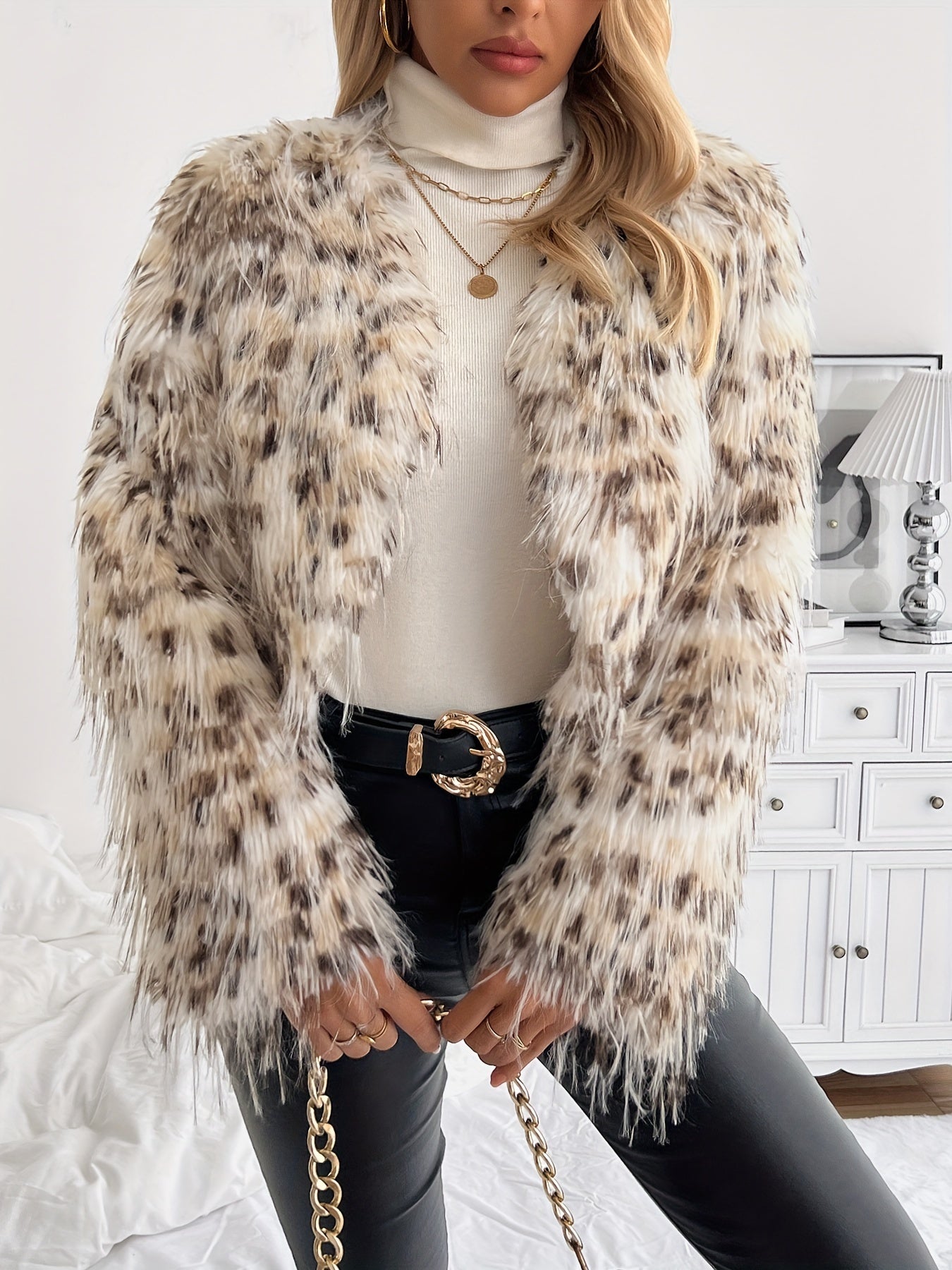 Elegant & Chic Long Sleeve Faux Open Front Coat