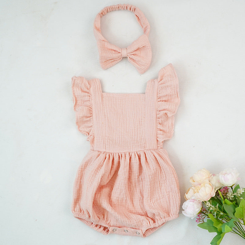 Ruffled short-sleeved girl romper