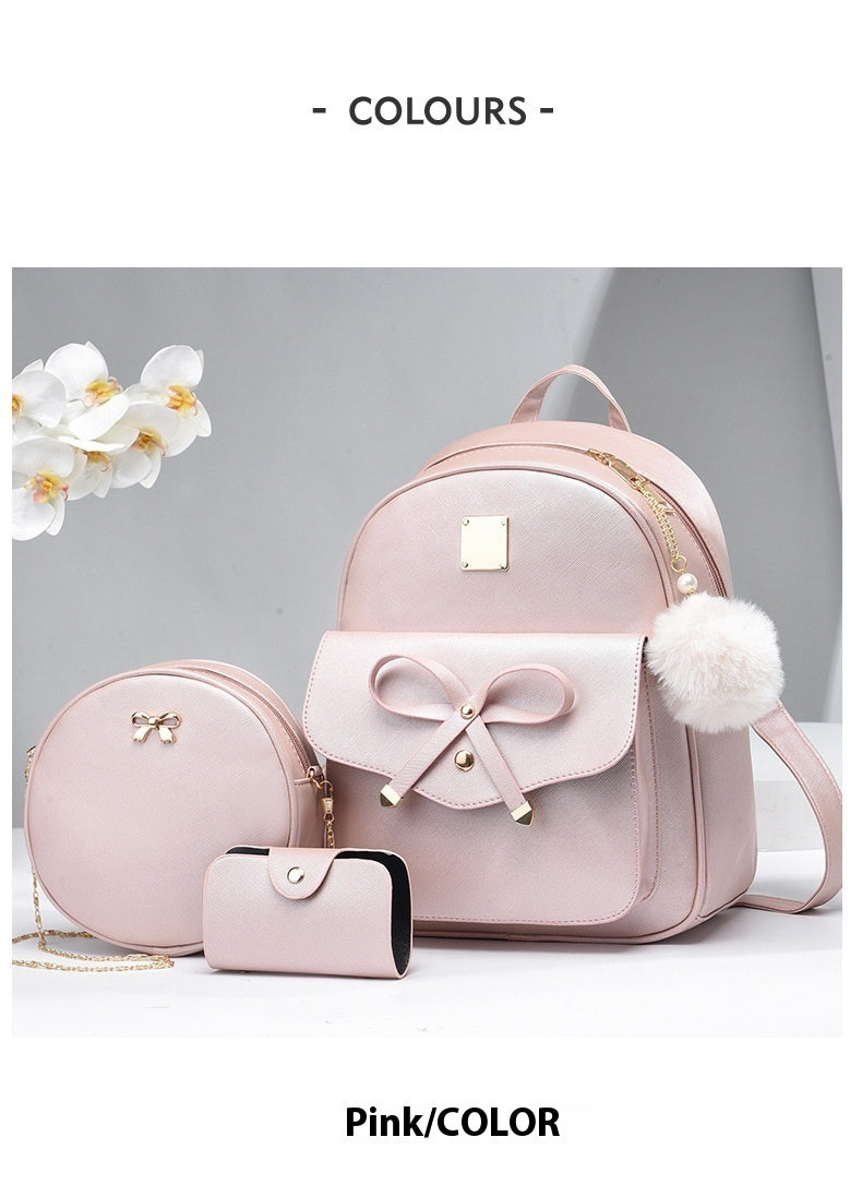 3 pcs Women's Bow Backpack