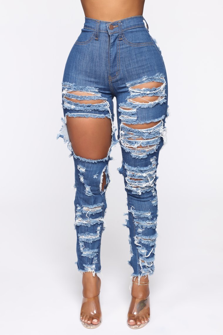 Women Cut And Tear Stretchy Jeans