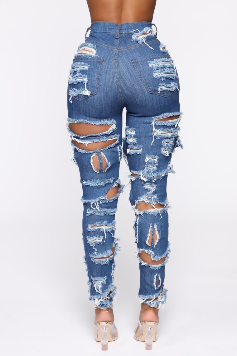 Women Cut And Tear Stretchy Jeans