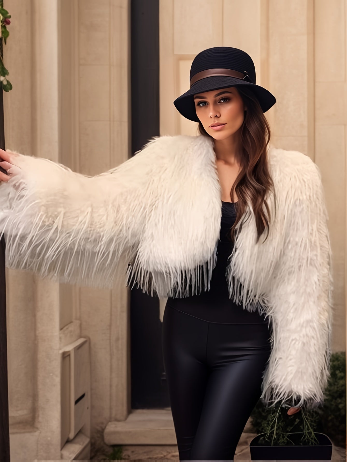 Elegant Faux Fur Crop Coat for Women