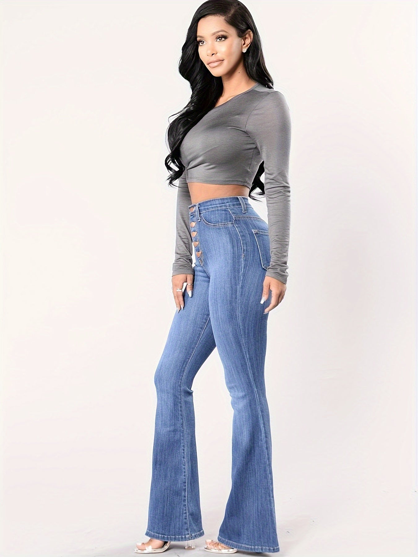 High Waist Flare Slim Jeans