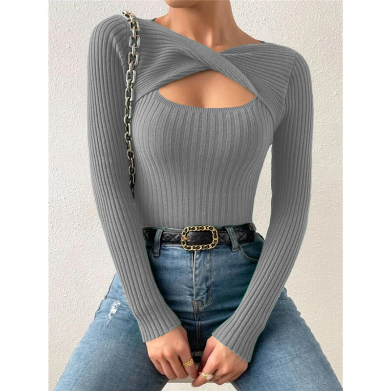 European And American Irregular Hollow Pullover Sweater