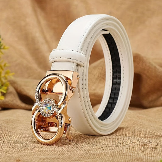 Women Leather Belt with Rhinestone