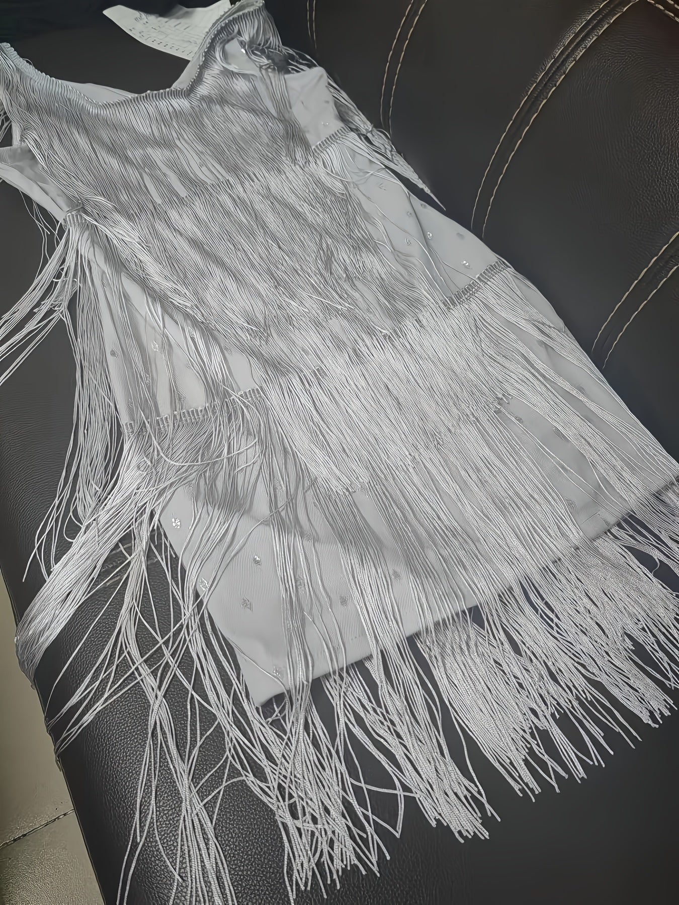 Elegant Deep V-Neck Sleeveless Fringe Dress