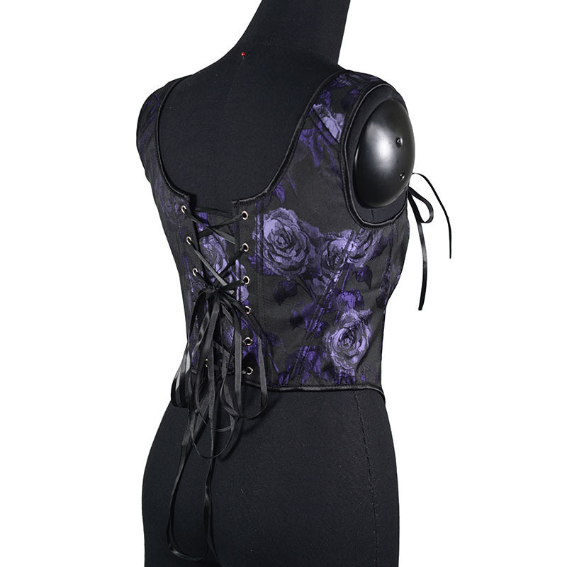 Purple Rose Embossed Jacquard Corset