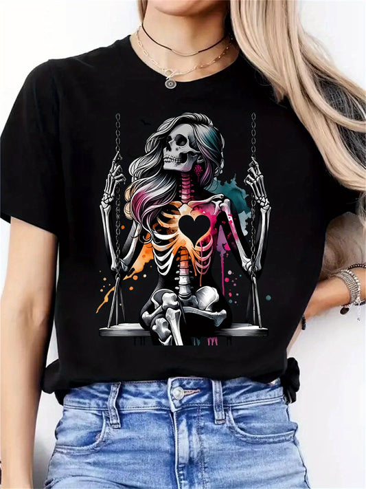 T-shirt with Love Beauty Skull Head