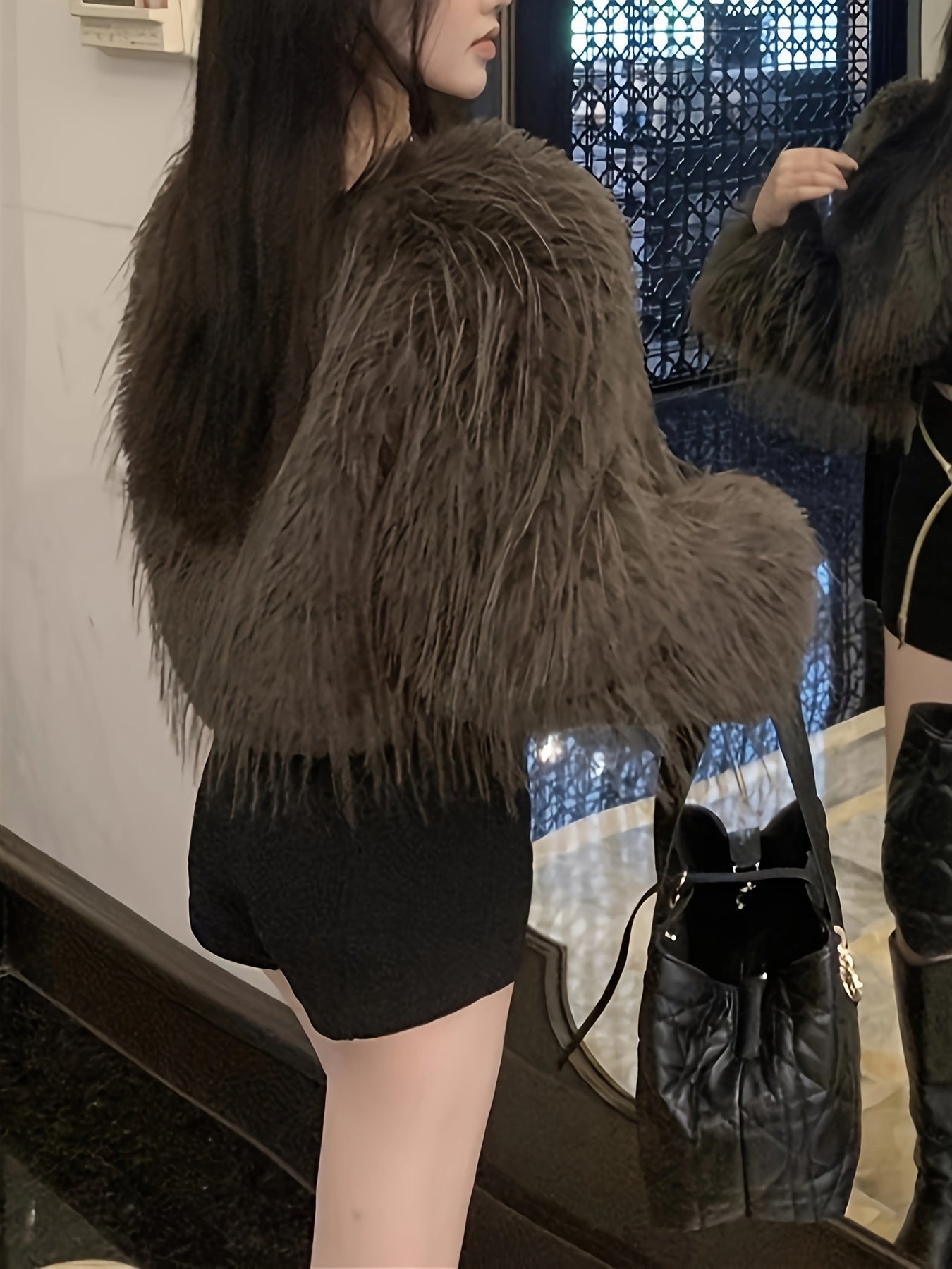 Elegant Faux Fur Crop Coat for Women