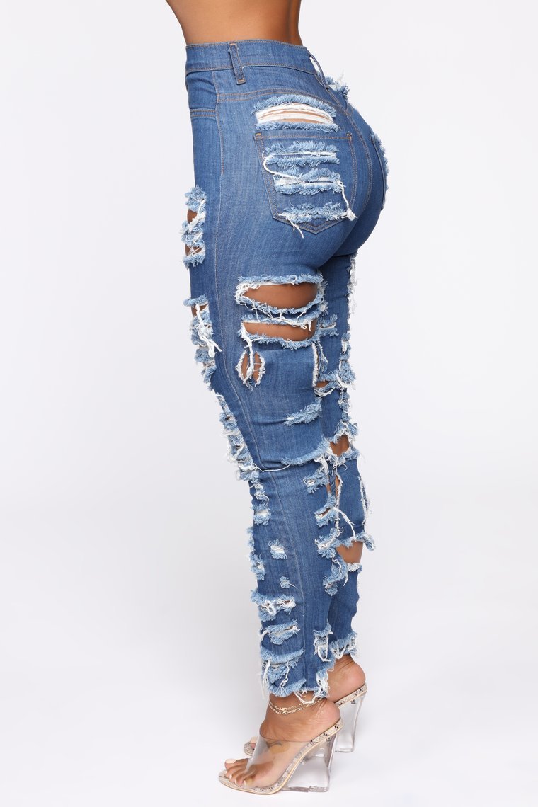 Women Cut And Tear Stretchy Jeans