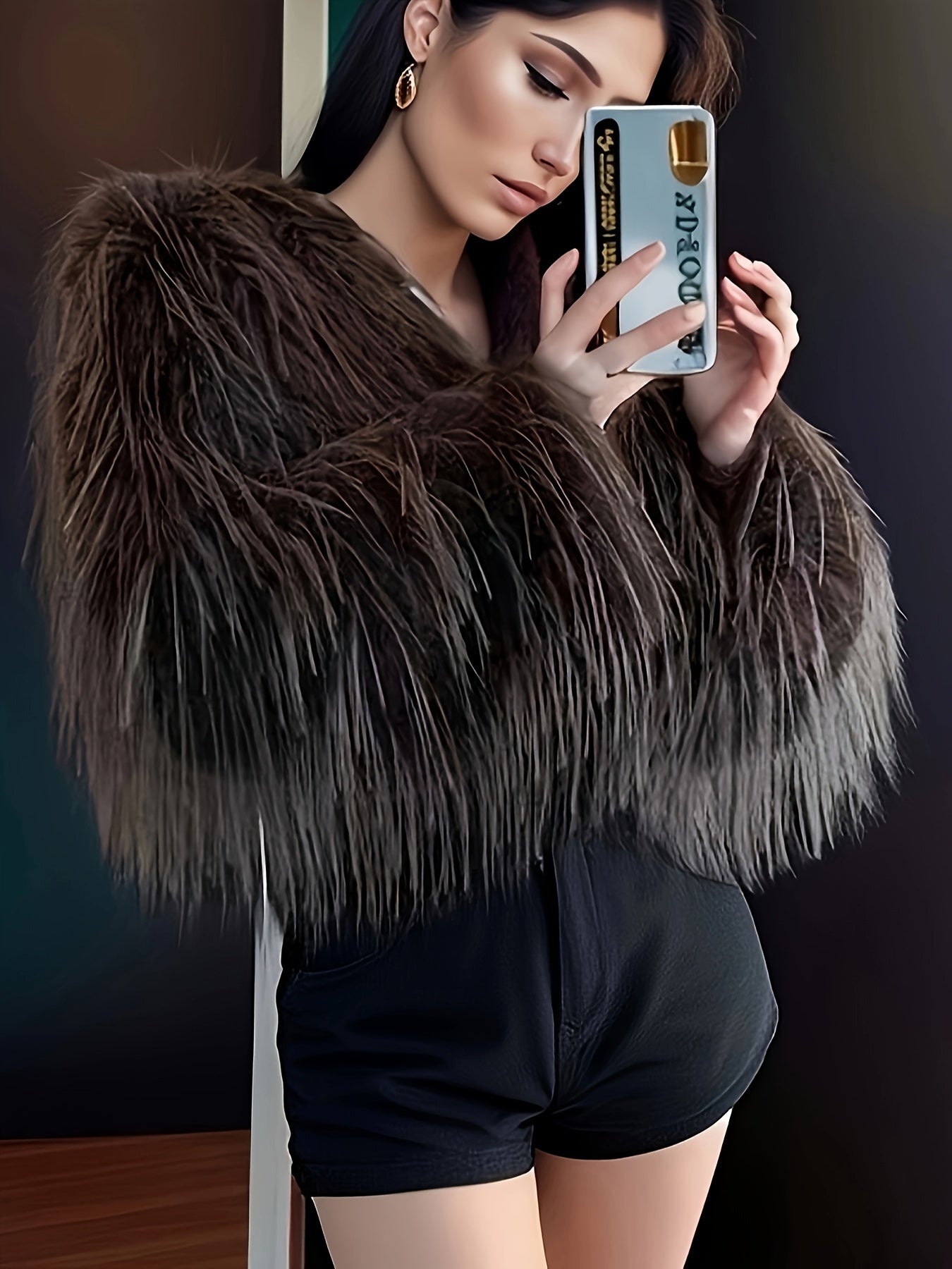 Elegant Faux Fur Crop Coat for Women