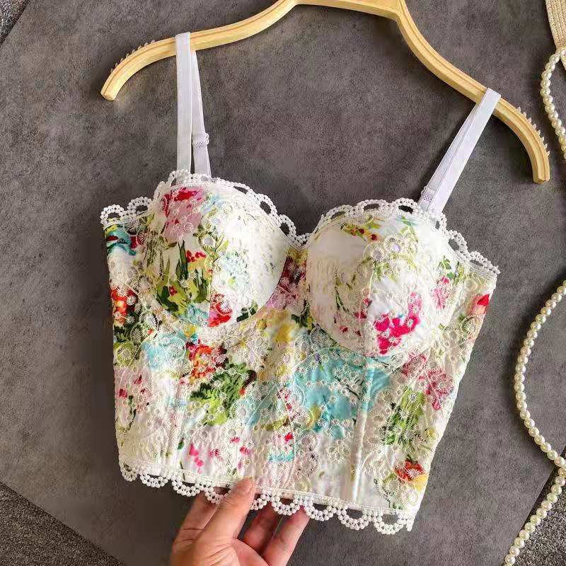 Sexy Floral Cropped Top Corset