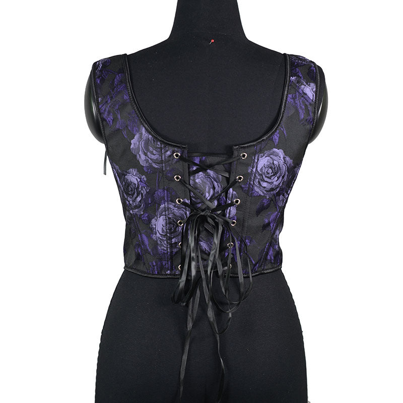 Purple Rose Embossed Jacquard Corset