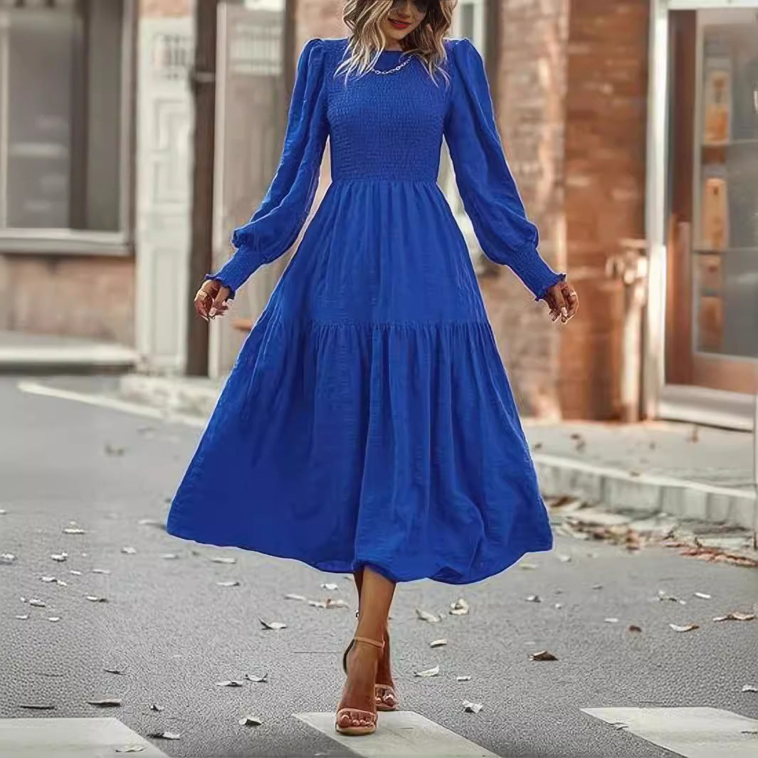 Women's Round-neck Lantern Sleeve Long Sleeve Dress