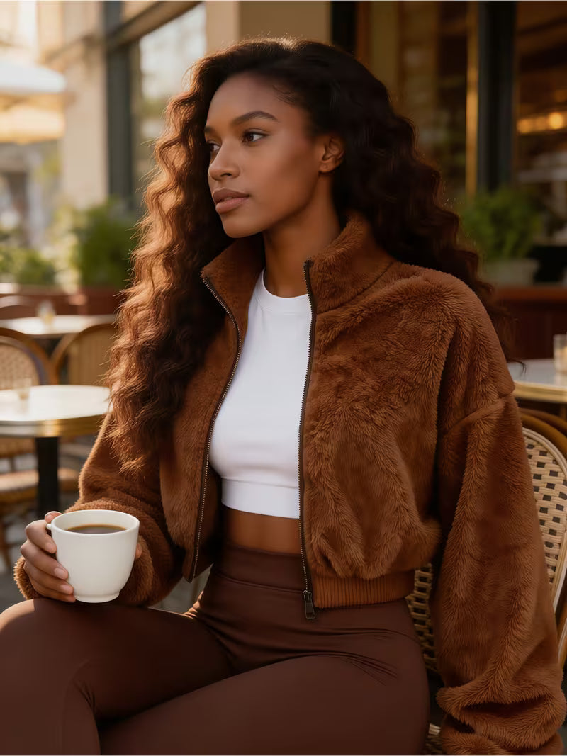 Brown Teddy Fleece Jacket