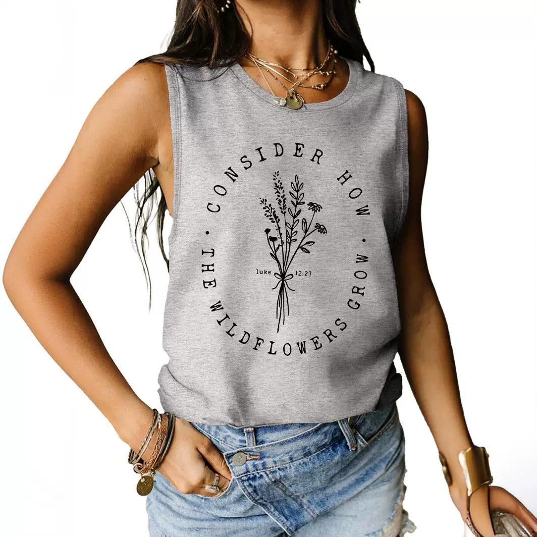 Consider How Flowers And Plants Letter Print shirt