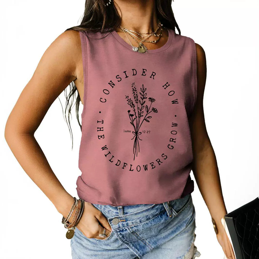 Consider How Flowers And Plants Letter Print shirt