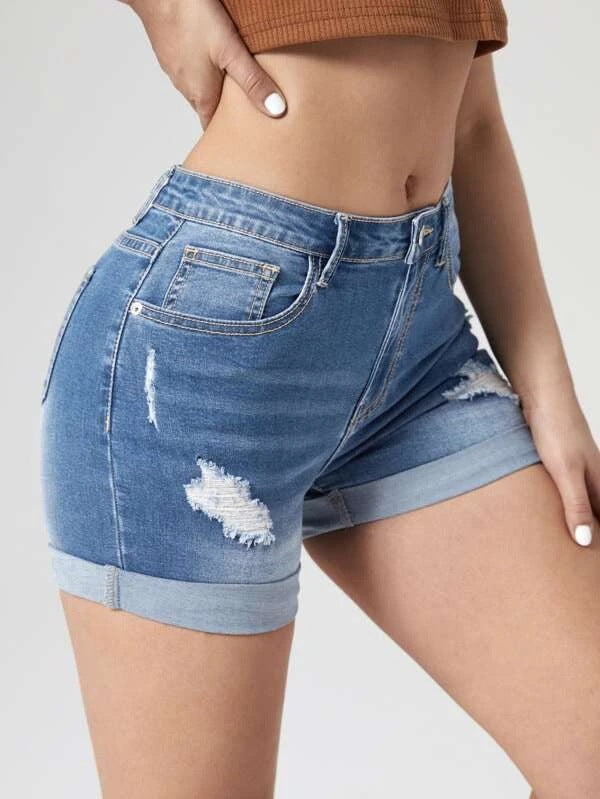 Women High Waist Denim Shorts