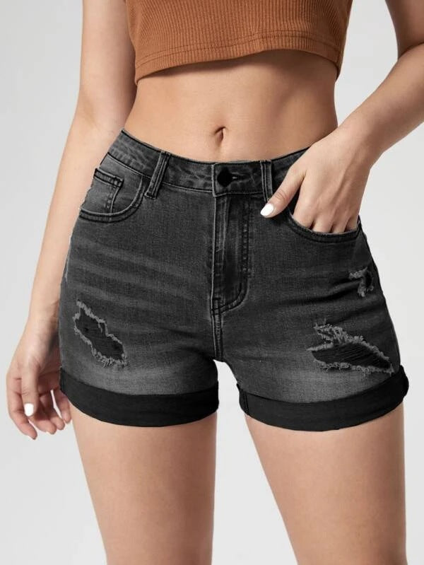 Women High Waist Denim Shorts