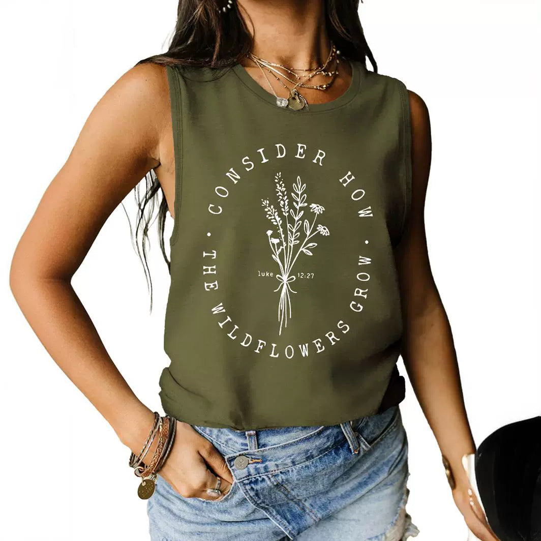 Consider How Flowers And Plants Letter Print shirt