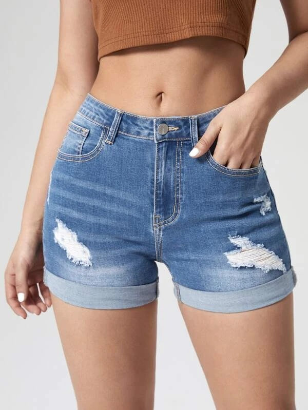 Women High Waist Denim Shorts