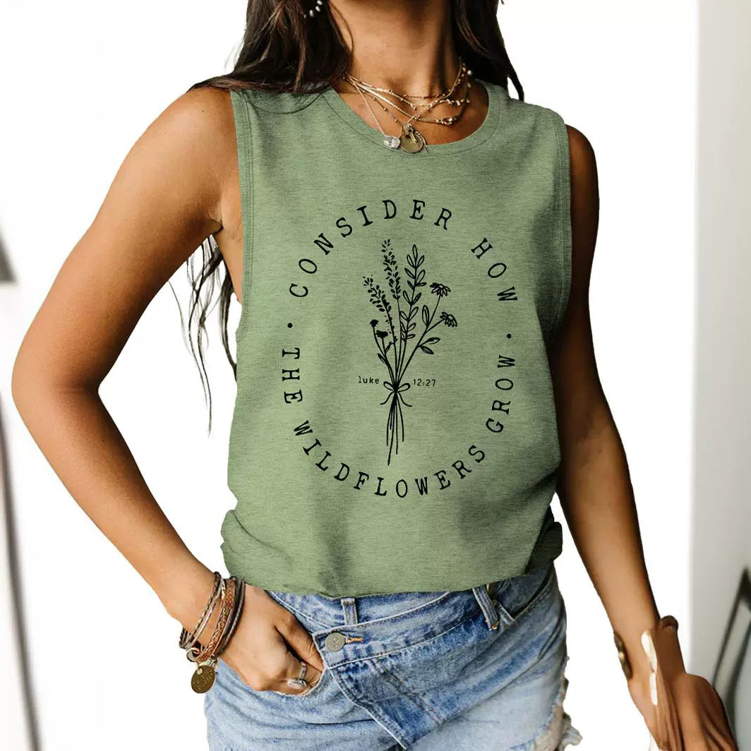 Consider How Flowers And Plants Letter Print shirt