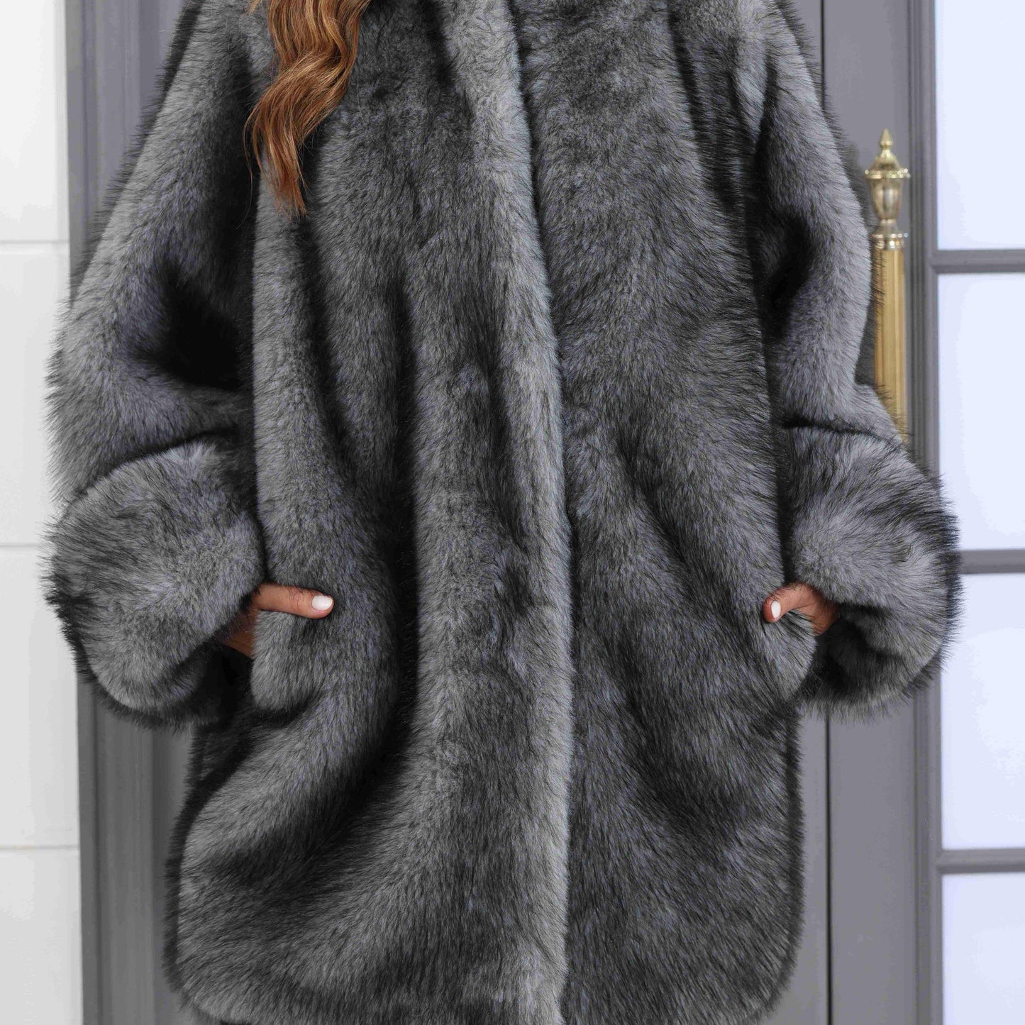 Chic Faux Fur-Trimmed Coat