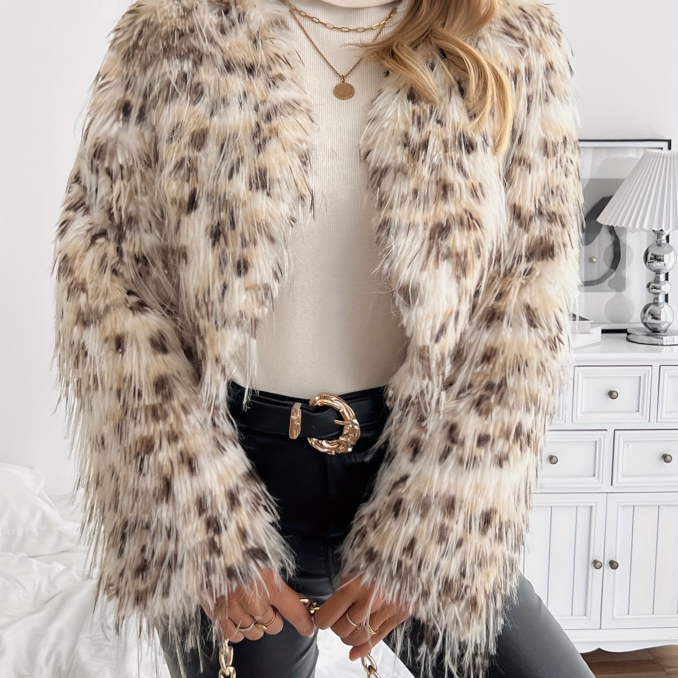 Elegant & Chic Long Sleeve Faux Open Front Coat