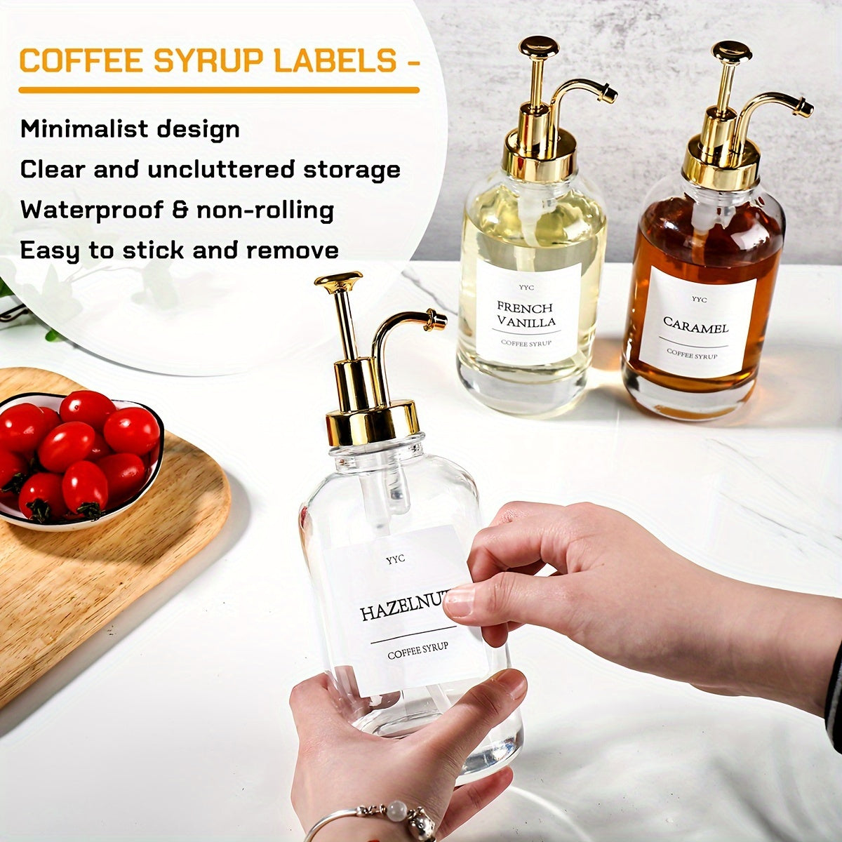 (4 Pack) Gold Pump Glass Syrup dispenser