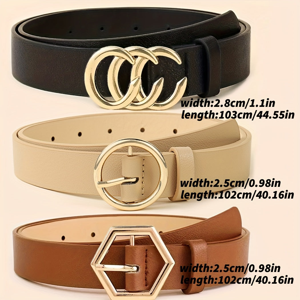 3pcs Set Women's Simple Fashion Versatile Belt