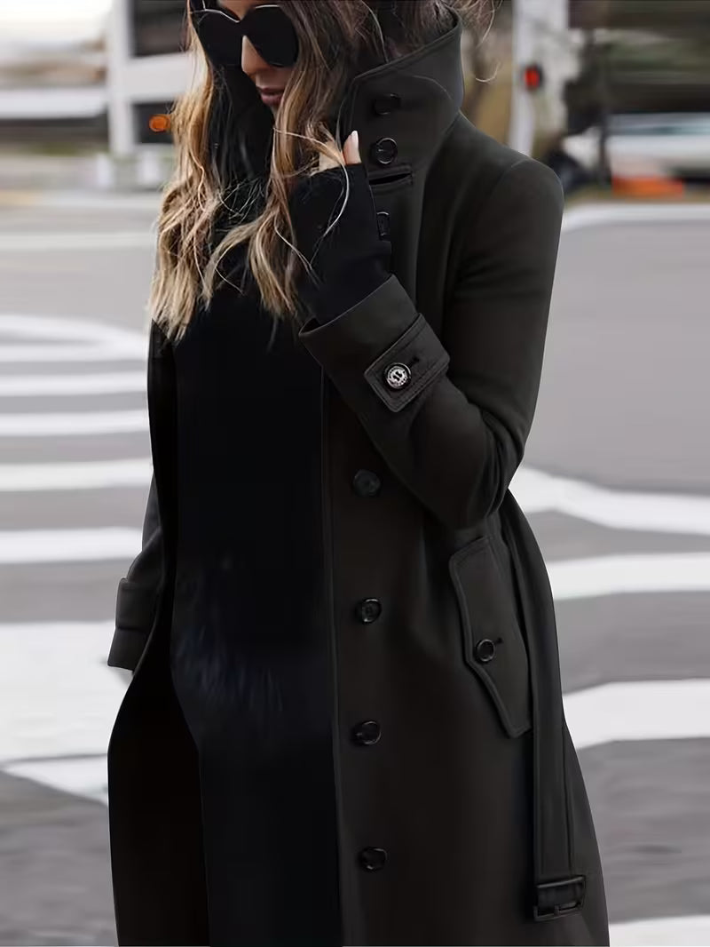 Gray Stylish Women's Elegant Long Winter Coat