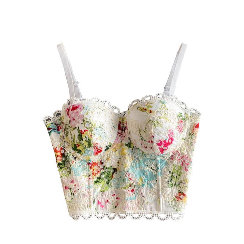 Sexy Floral Cropped Top Corset