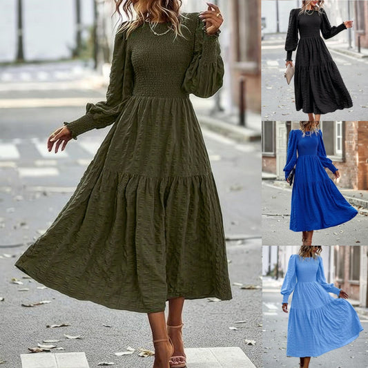 Women's Round-neck Lantern Sleeve Long Sleeve Dress