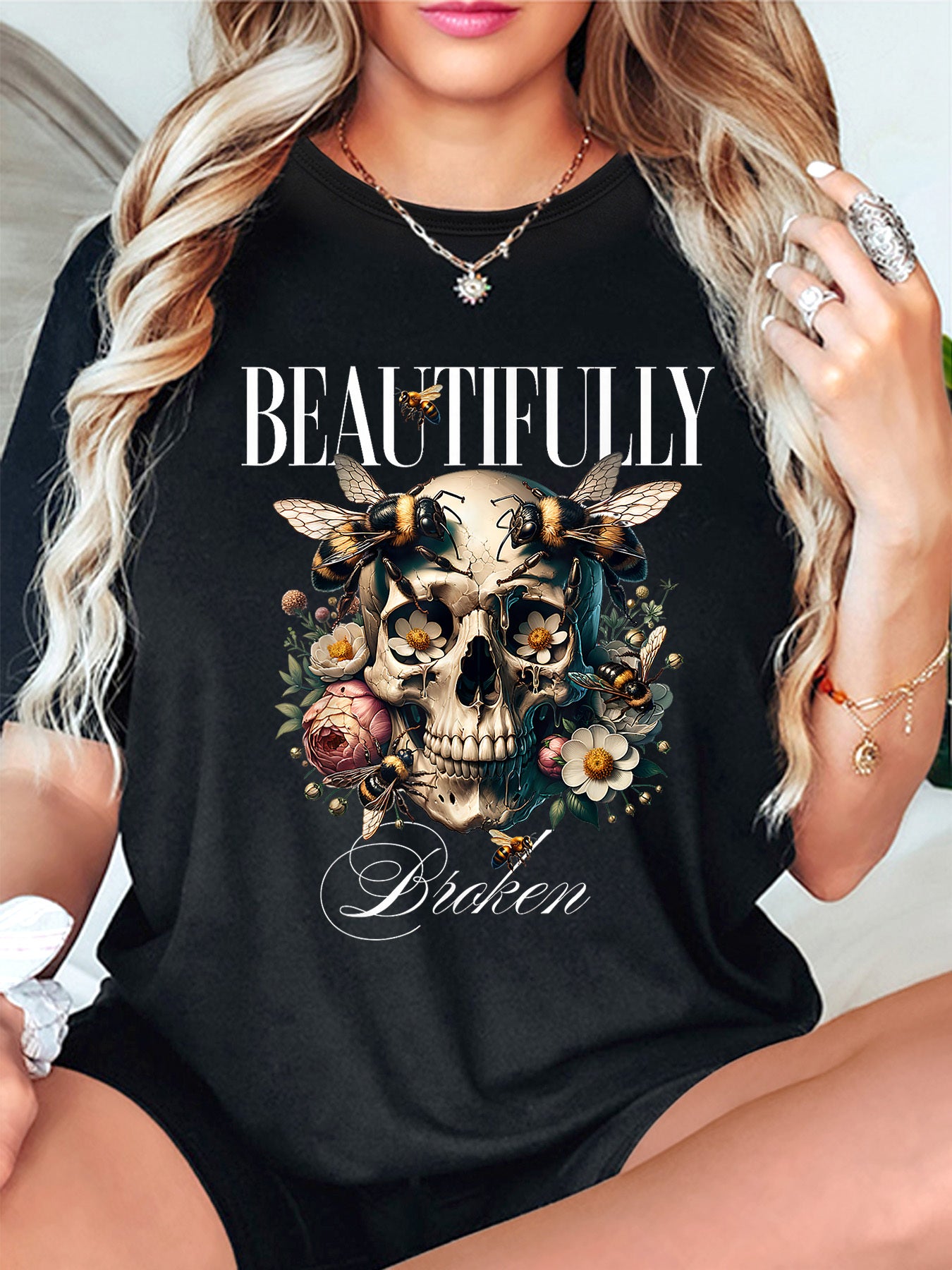 Beautifully Broken Bee Skull Tee